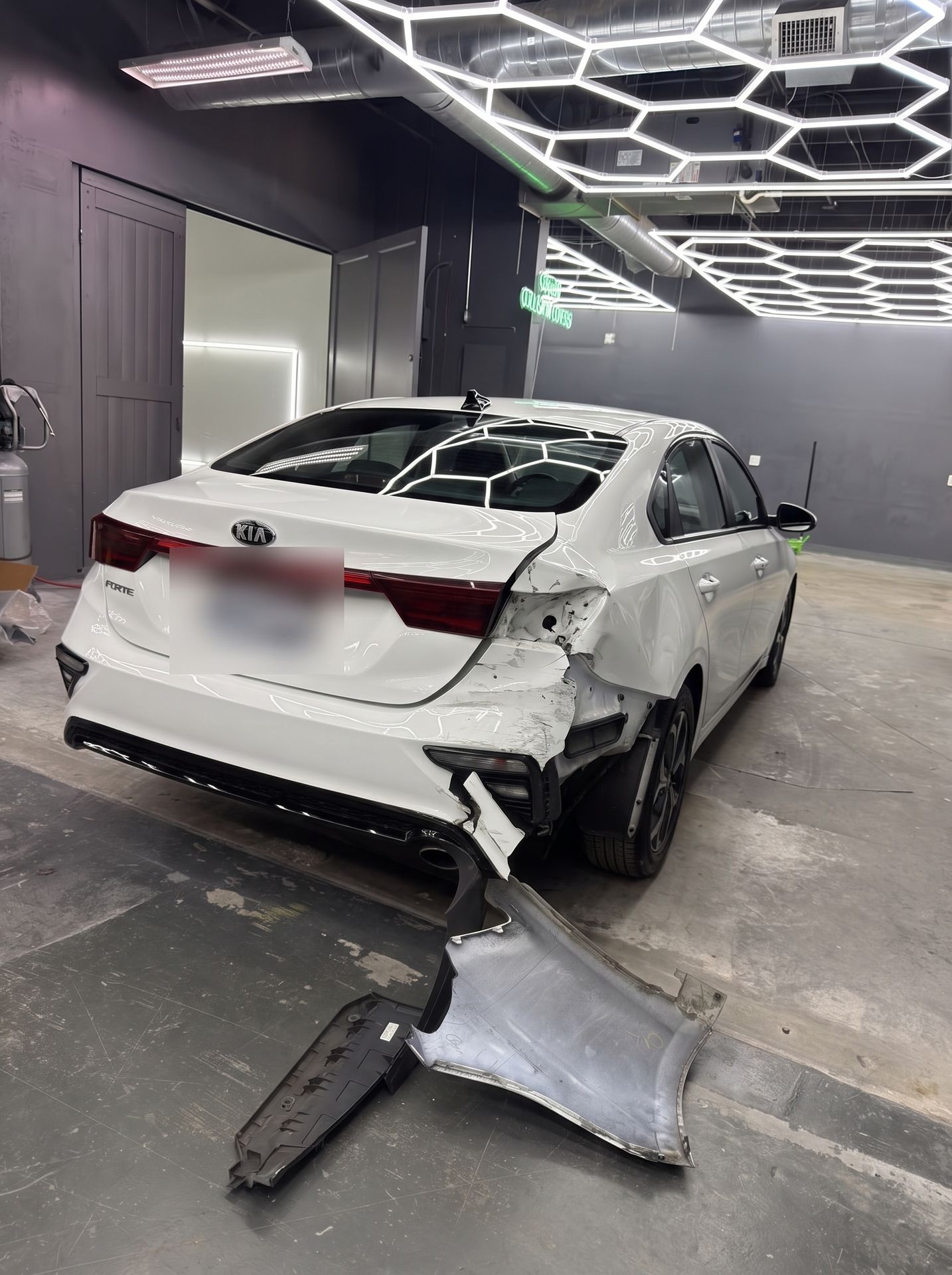 Kia with collision damage, before repair